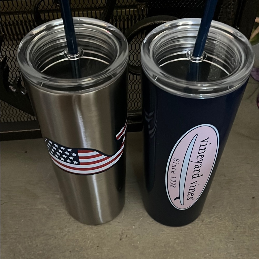 Vineyard Vines Stainless Steel and Navy Tumblers